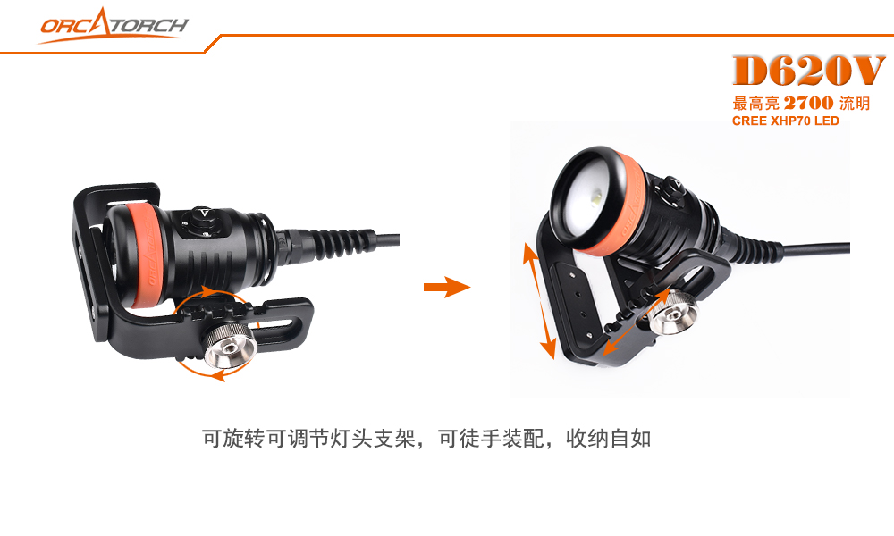 D620V水肺潛水（shuǐ）照明，洞穴潛水照明，水（shuǐ）下探險手電筒，水下救援照明，OrcaTorch草莓视频官网（jīng） 