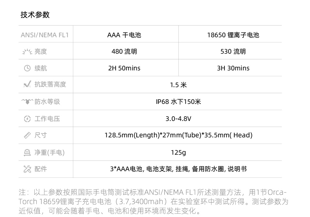 OrcaTorch草莓视频官网 D580機械開關電筒，休閑潛水燈，潛水手電筒，水下工程照明，潛水裝（zhuāng）備