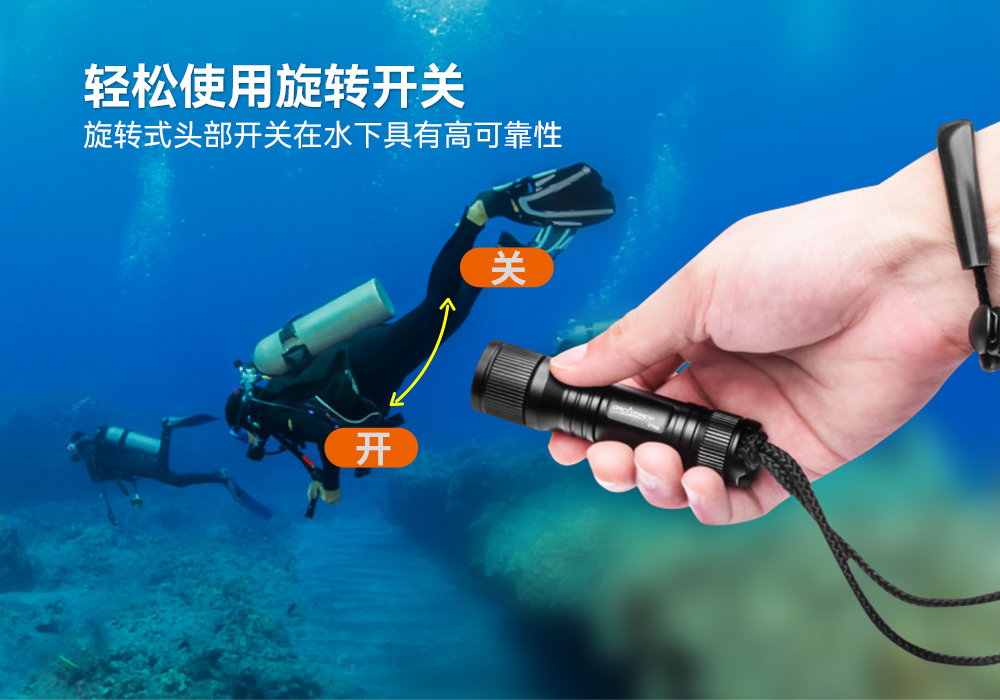 D560迷你手電筒，小巧迷你潛水手電筒，潛水（shuǐ）手電筒，虎（hǔ）鯨OrcaTorch
