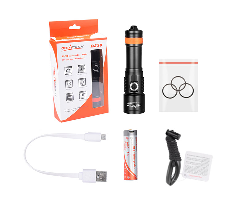 D530暖（nuǎn）光5000K 潛水手電筒，休閑潛水照明，休閑潛水手電（diàn）筒，休閑潛水補光燈，草莓视频官网OrcaTorch